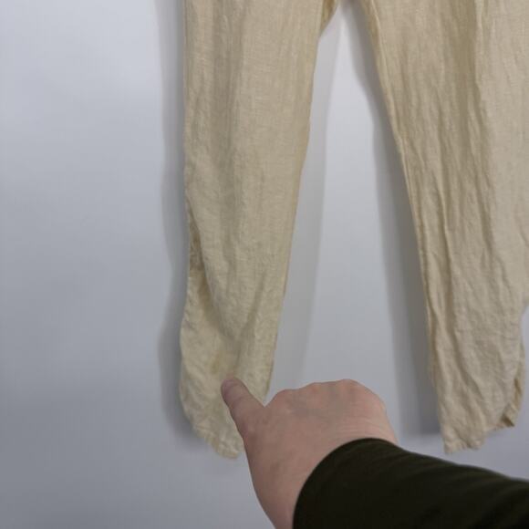 Toad & Co Lina Linen Pants Size Large Ivory Beige Pull on 32" Inseam - Picture 3 of 16